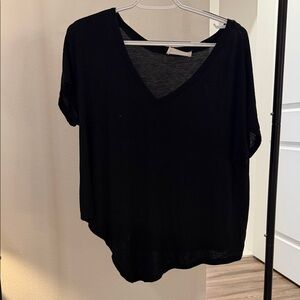 Double Zero Black V-Neck Short Sleeve Top